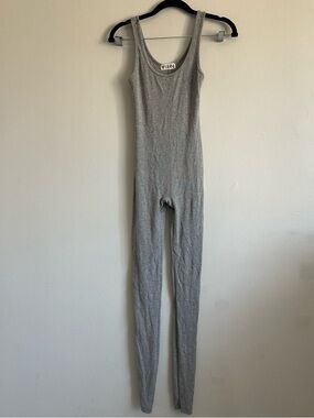 Eterne Heather Grey Tank Catsuit Ribbed Jumpsuit